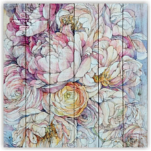Сиреневое панно для стен Creative Wood Цветы Цветы -12 Пионы графика